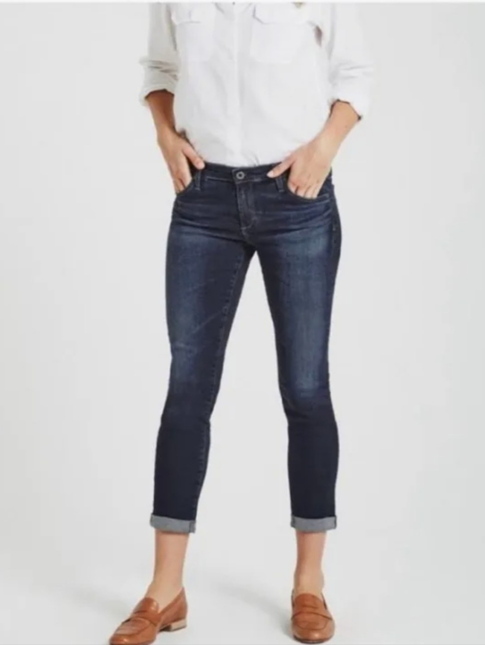 Adriano Goldschmied AG The Stilt Roll Up Cigarette Leg Cropped Jeans sz 27R